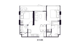 Планировка квартиры 1 спальня в ЖК Origin Residences № 11018