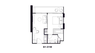 Планировка квартиры 1 спальня в ЖК Origin Residences № 11017