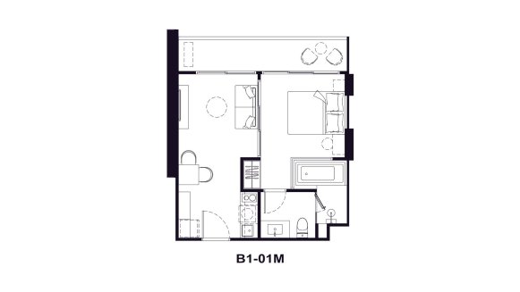 Планировка квартиры 1 спальня в ЖК Origin Residences № 11017 (2D)