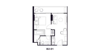 Apartment floor plan, 1 bedroom in Origin Residences No. 11019